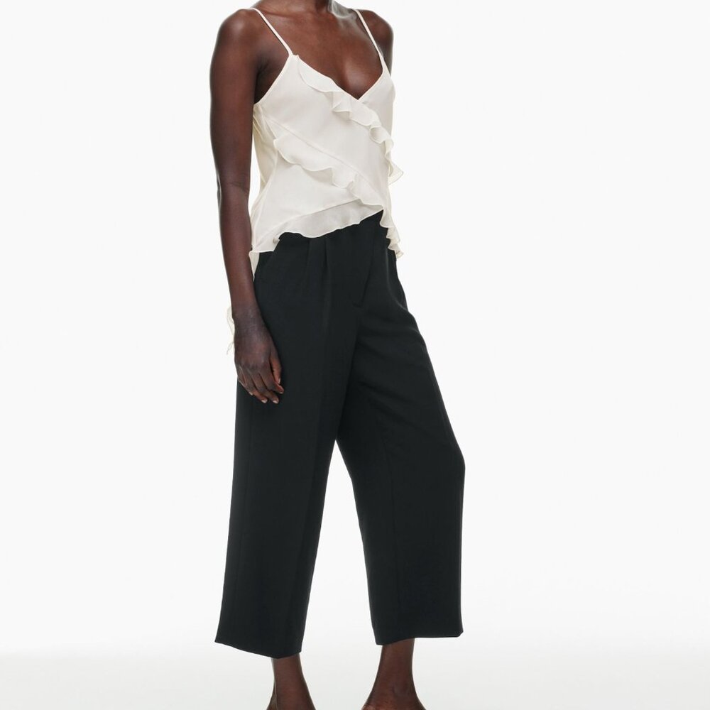 Aritzia Wilfred Cropped high-waisted wide-leg crepe trousers